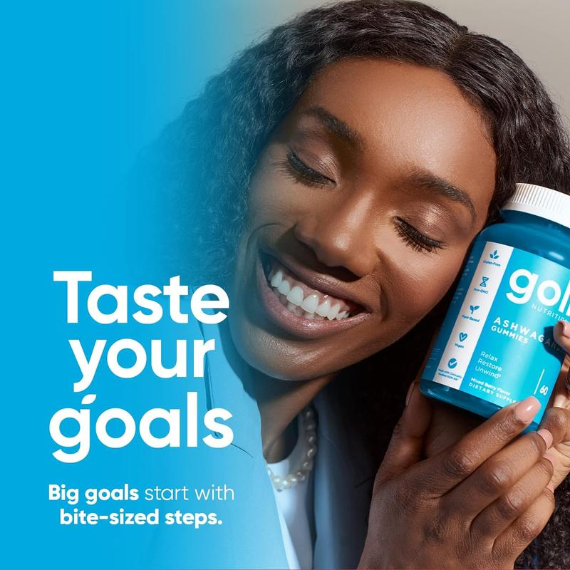 Goli Ashwagandha &amp; Vitamin D Gummies – Berry Blend, KSM-66, vegan, plant-based, non-GMO, gluten-free, and gelatin-free. 
