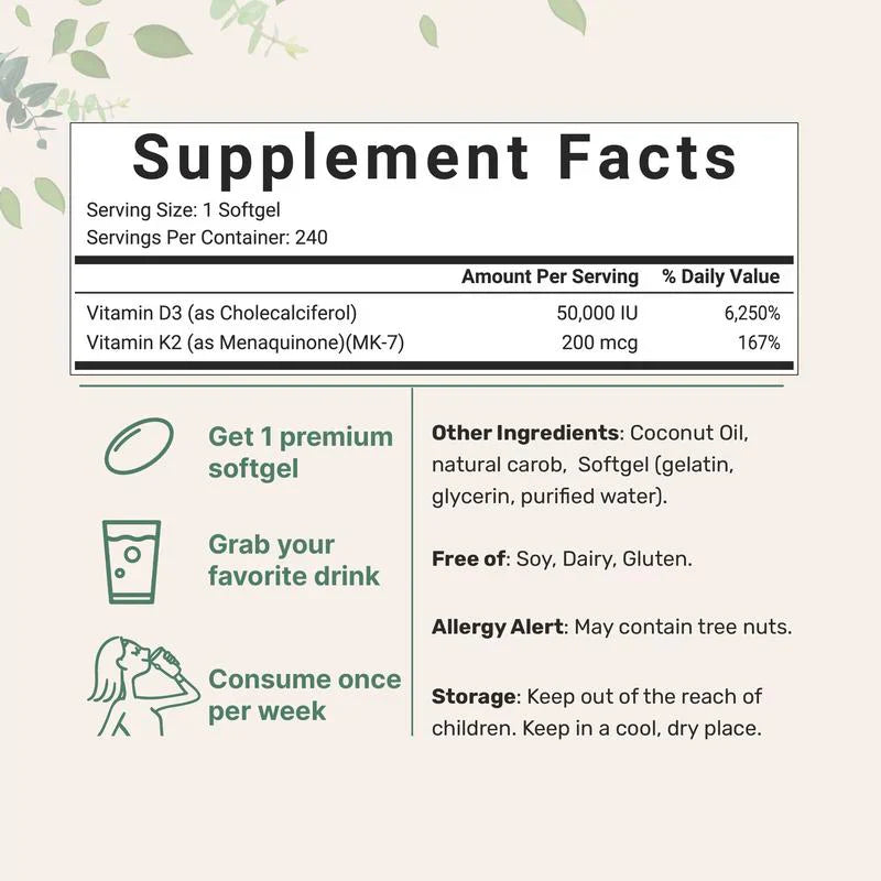 Vitamin D3 K2 soft capsules 