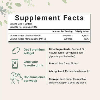 Vitamin D3 K2 soft capsules 