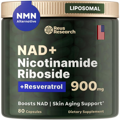 '-Reus Research NR900 – NAD+ dietary supplement to support skin aging, for more energy and concentration – 80 tablets – Vitamin and wellness supplement