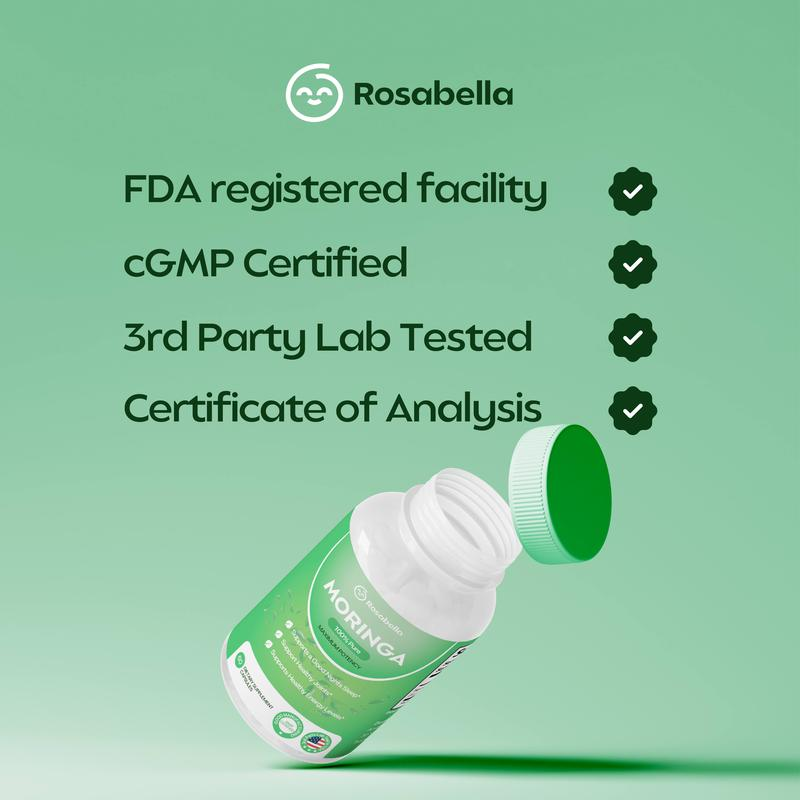 Rosabella Moringa Capsules (800 mg) to support the immune system, intestinal health &amp; vitamins 