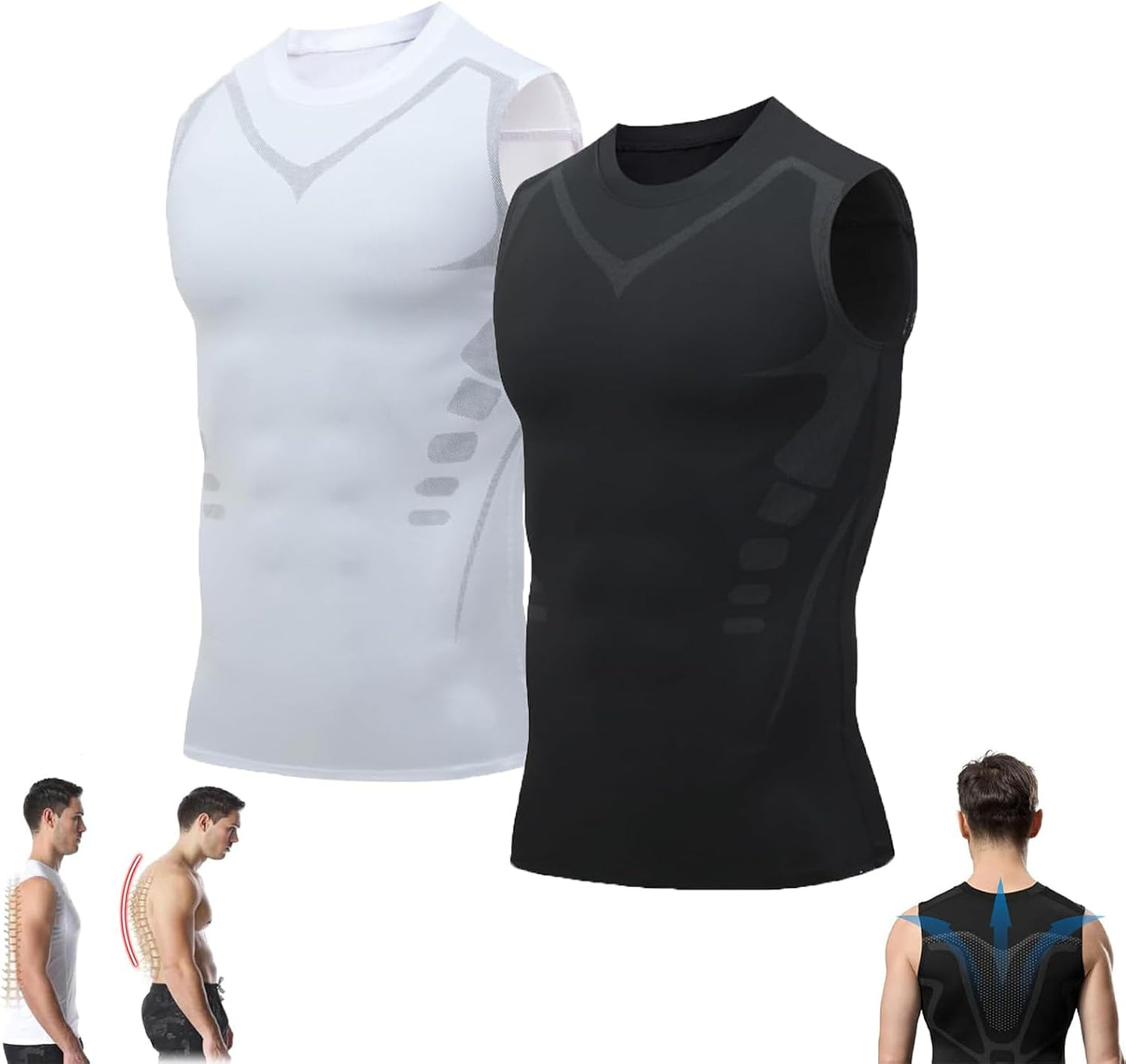 Pukmqu Gfouk Menionic Tourmaline Posture Corrector Vest, Ionic Shaping Sleeveless Shirt, Posture Corrector for Men, Back Support Vest