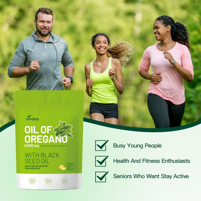Oregano Oil with Black Seed Oil (300 Capsules) | Natural Antioxidants | Nutrient Support | Highly Effective Herbal Supplement 