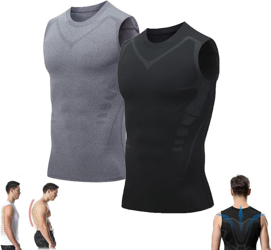 Pukmqu Gfouk Menionic Tourmaline Posture Corrector Vest, Ionic Shaping Sleeveless Shirt, Posture Corrector for Men, Back Support Vest