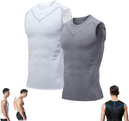 Pukmqu Gfouk Menionic Tourmaline Posture Corrector Vest, Ionic Shaping Sleeveless Shirt, Posture Corrector for Men, Back Support Vest