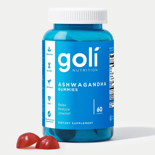 Goli Ashwagandha &amp; Vitamin D Gummies – Berry Blend, KSM-66, vegan, plant-based, non-GMO, gluten-free, and gelatin-free. 
