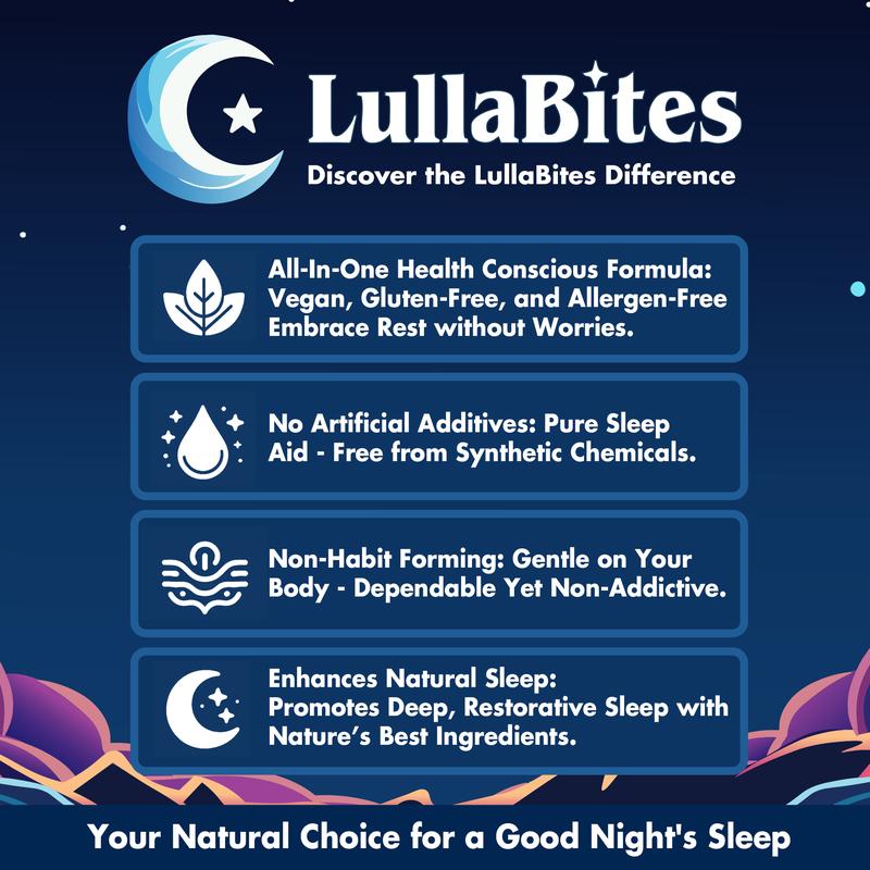 LullaBites Natural Sleep Gummies – 30 Servings – Sweet Strawberry Stars (melatonin-free) 