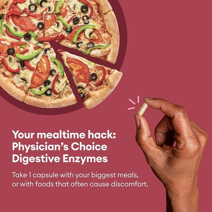 Physician's Choice Digestive Enzymes with Probiotics and Prebiotics – Mealtime Discomfort and Bloating Relief – Multi-Support for Digestive and Gut Health 