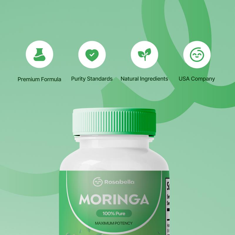 Rosabella Moringa Capsules (800 mg) to support the immune system, intestinal health &amp; vitamins 