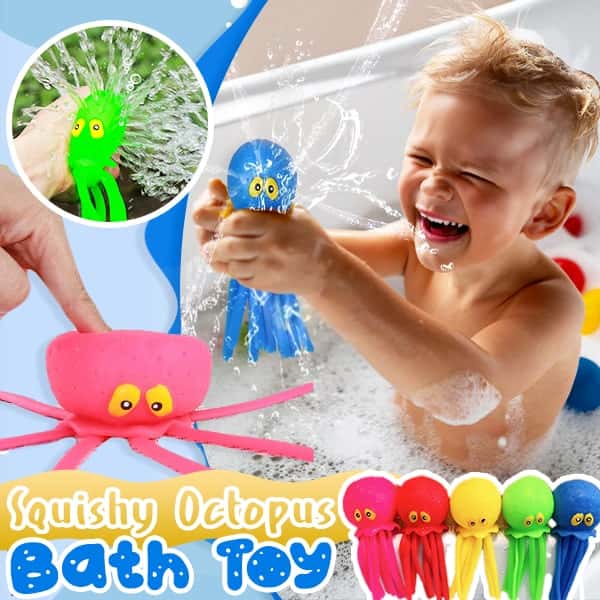 Water-spraying octopus squeeze toy
