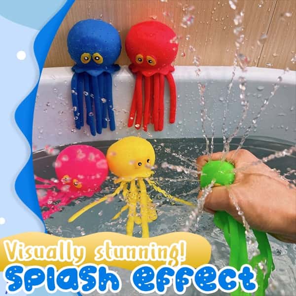 Water-spraying octopus squeeze toy
