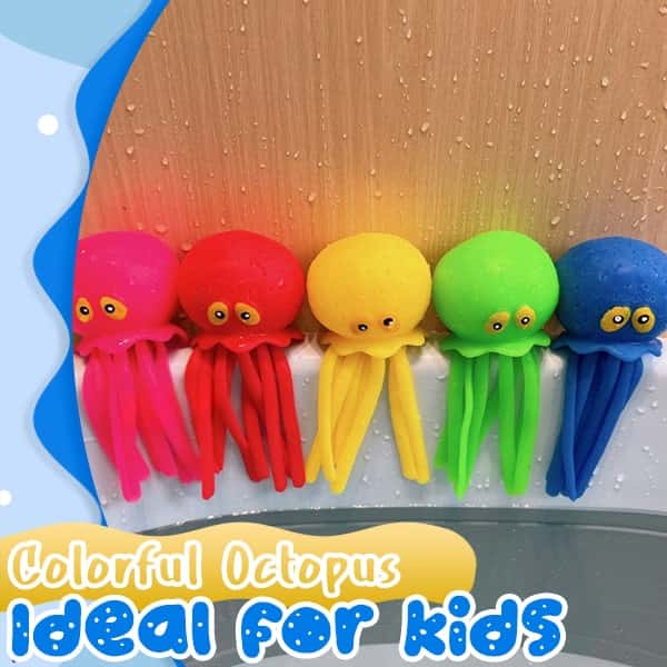 Water-spraying octopus squeeze toy