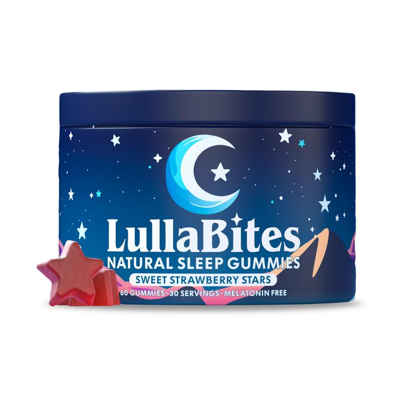 LullaBites Natural Sleep Gummies – 30 Servings – Sweet Strawberry Stars (melatonin-free) 