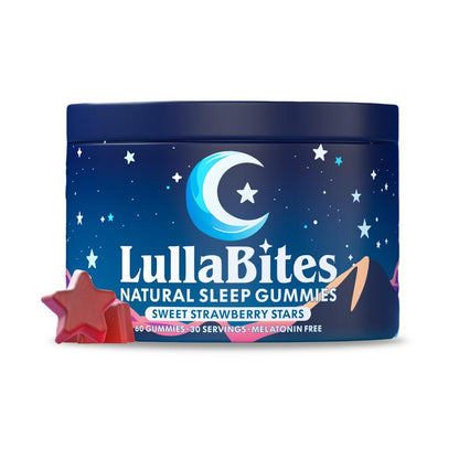 LullaBites Natural Sleep Gummies – 30 Servings – Sweet Strawberry Stars (melatonin-free) 