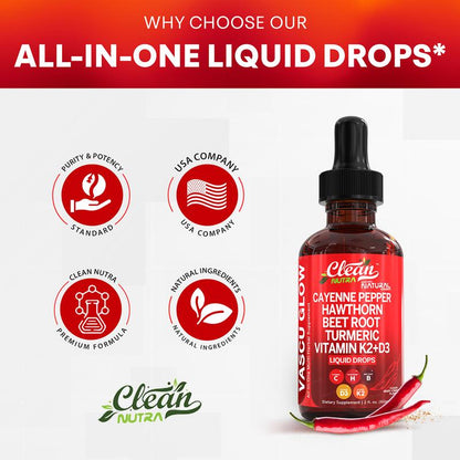 Cayenne pepper supplement, liquid drops + hawthorn berries, vitamin D3 and K2, organic beetroot root powder, Ceylon cinnamon, turmeric curcumin, Panax ginseng