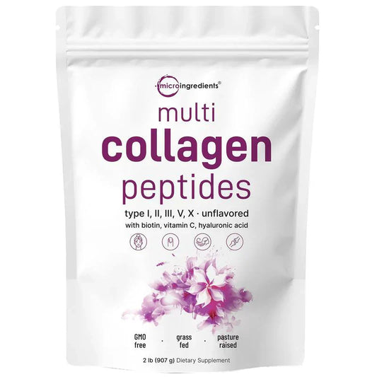 Multi-Collagen Peptides – Hydrolyzed protein peptides with hyaluronic acid, biotin and vitamin C – Tasteless 