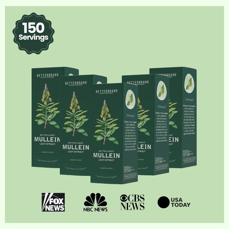 BetterLungs Mullein Leaf &amp; Chlorophyll Extract Drops for Lung Detoxification, Dietary Supplement 