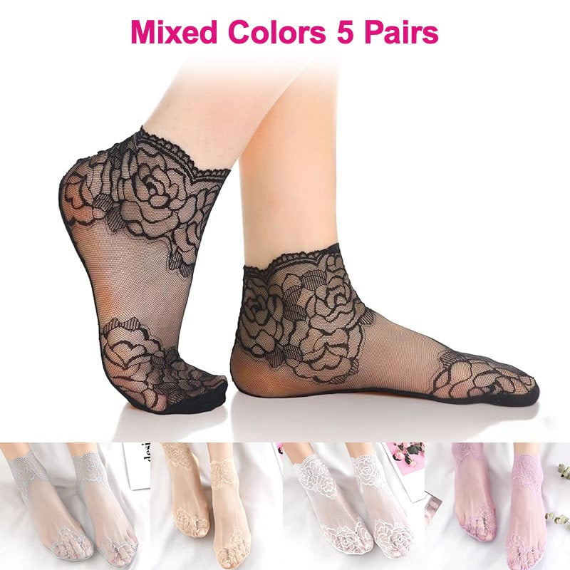 Boat socks with floral border