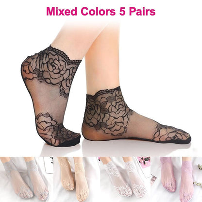Boat socks with floral border