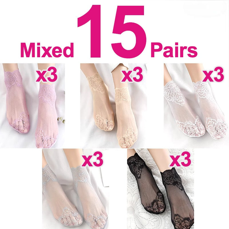 Boat socks with floral border