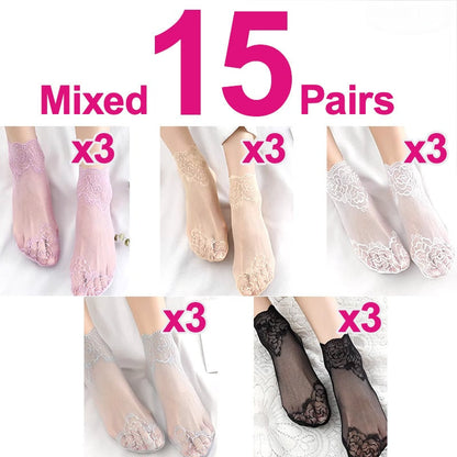 Boat socks with floral border