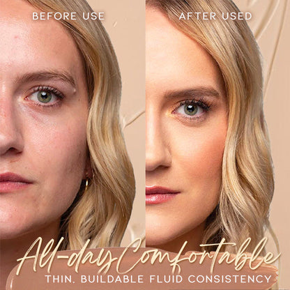 Full-coverage, matte liquid foundation
