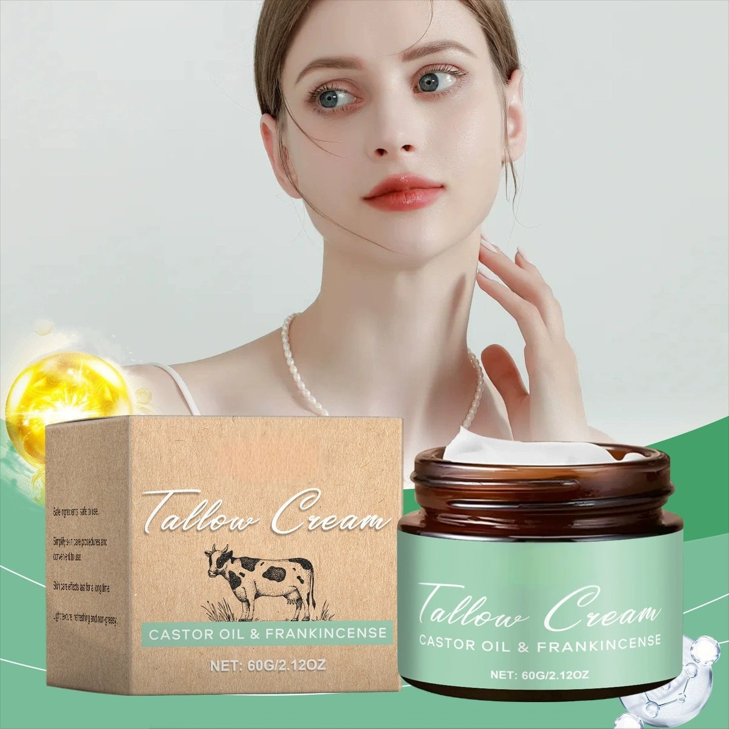 🌿 Organic tallow balm with castor oil and frankincense for natural skin care and moisturizing ✨ 