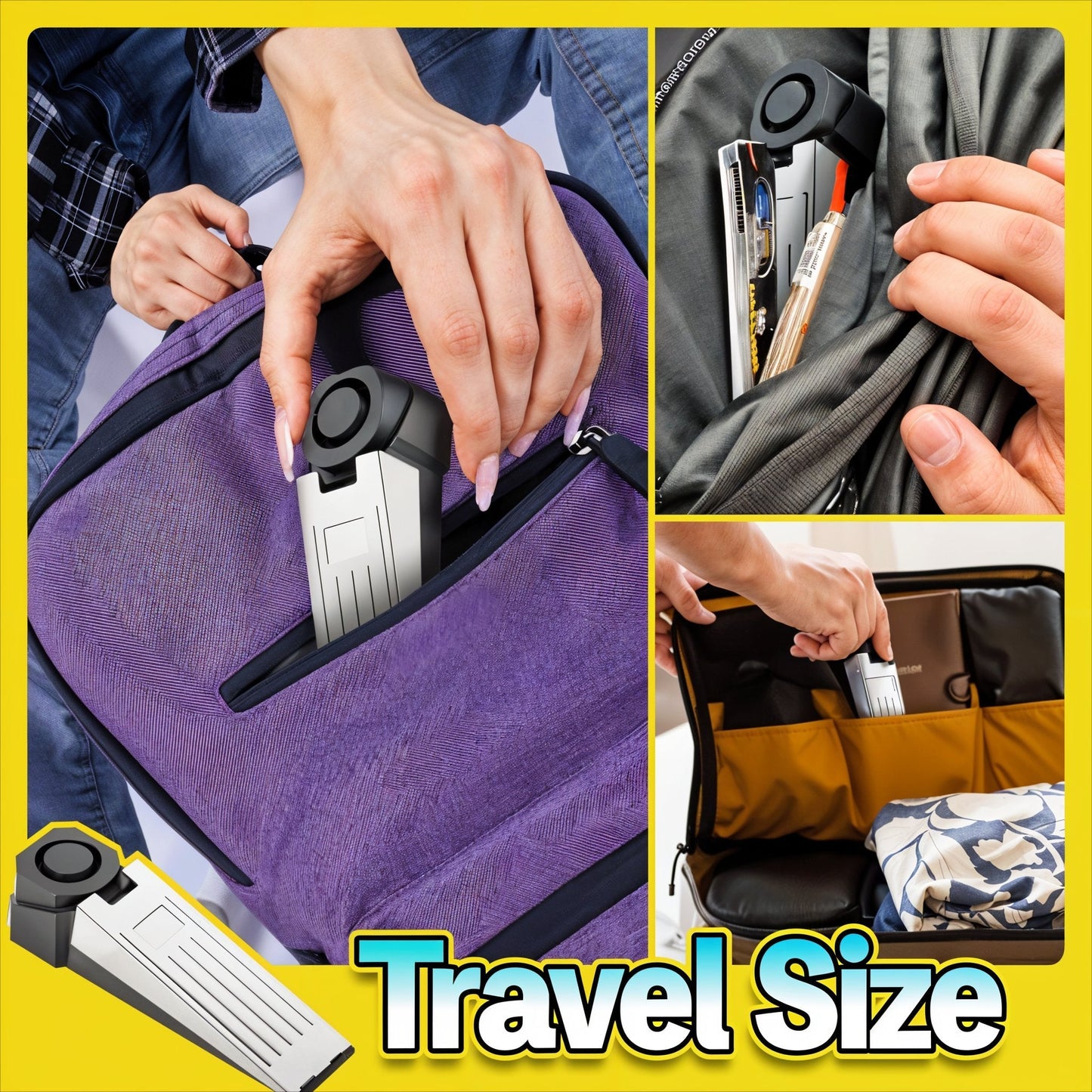 Travel safety doorstop with alarm