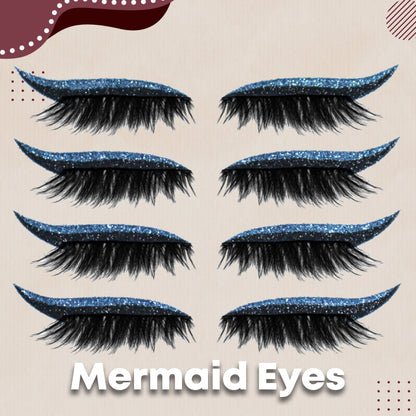 Reusable eyeliner and adhesive eyelashes