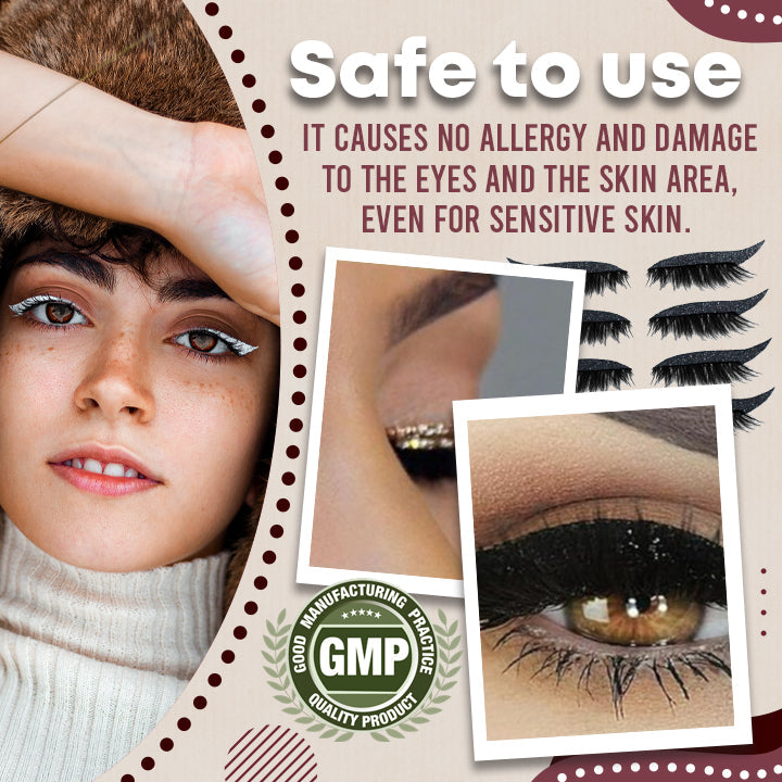 Reusable eyeliner and adhesive eyelashes
