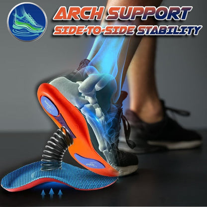 Shock-absorbing orthopedic sports shoe insoles