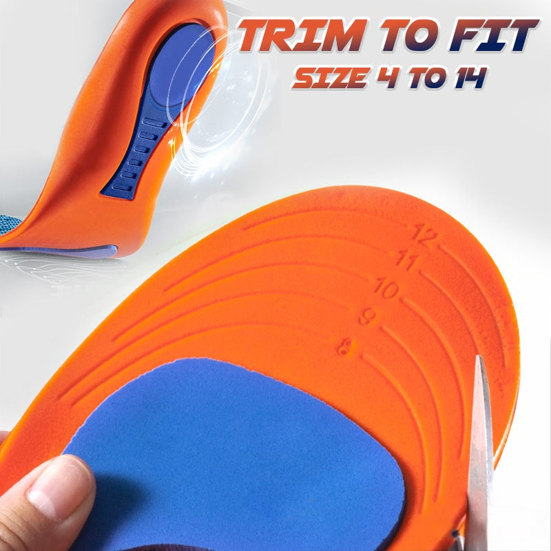 Shock-absorbing orthopedic sports shoe insoles